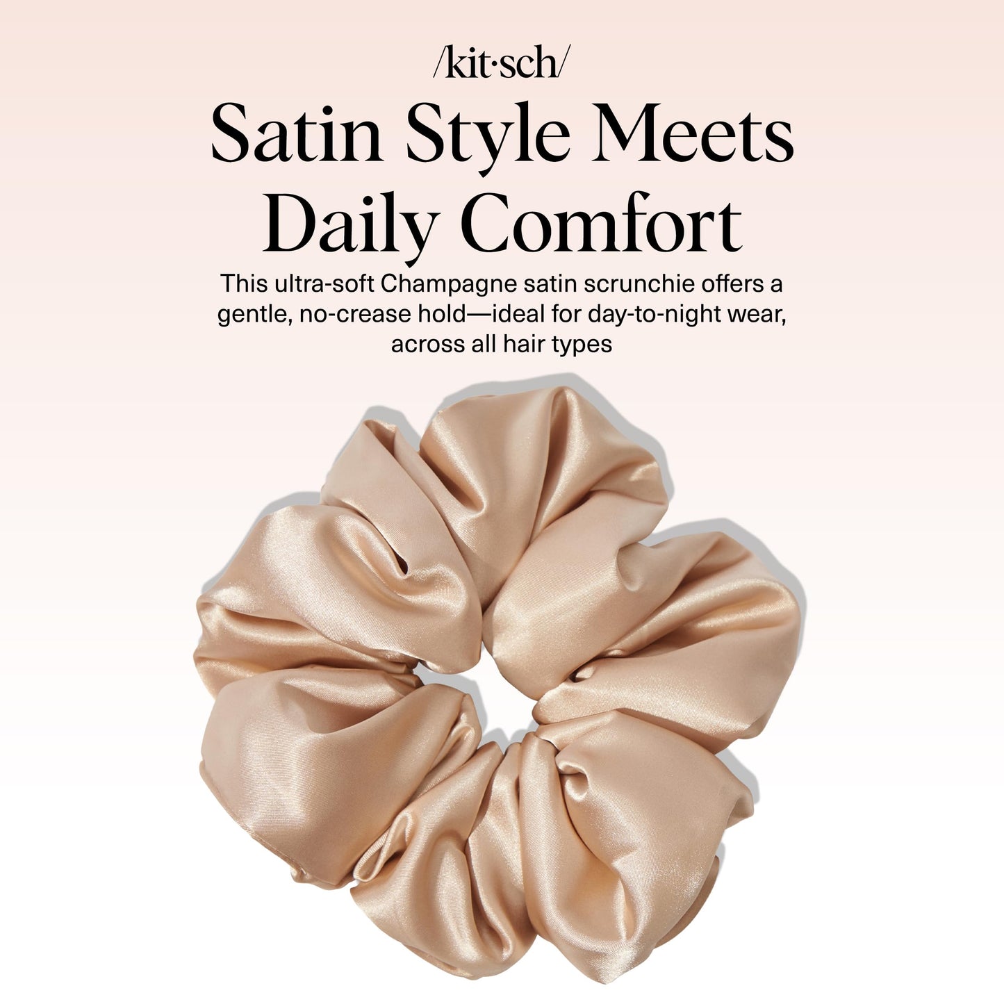 Kitsch Satin Scrunchies For Women - Softer Than Silk Scrunchies, No Crease Hair Ties, Soft Hair Accessories - Perfect For Day And Night Hairstyles - 1pc, Champagne