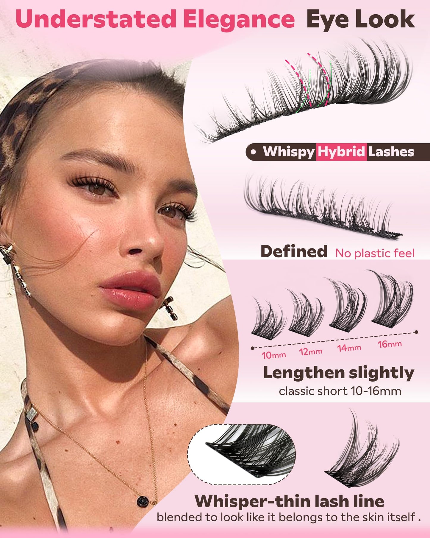 Goddvenus Lash Clusters Kit Wispy Cluster Eyelash Extensions Kit Natural DIY Lash Extension Kit 10-16mm Eyelashes Clusters 180pcs C Curl Individual Lashes Cluster Eyelash (No Tweezers)
