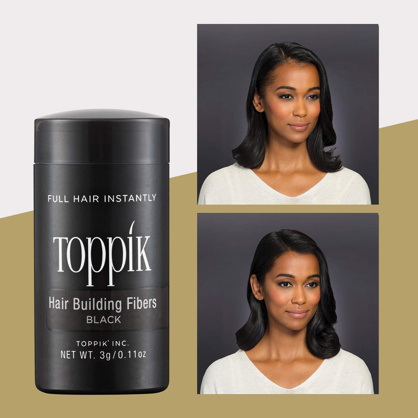 oppik Hair Building Fibers, Black, 3g Fill In Fine or Thinning Hair, Instantly Thicker, Fuller Looking, 9 Shades for Men & Women, Keratin Protein Formula