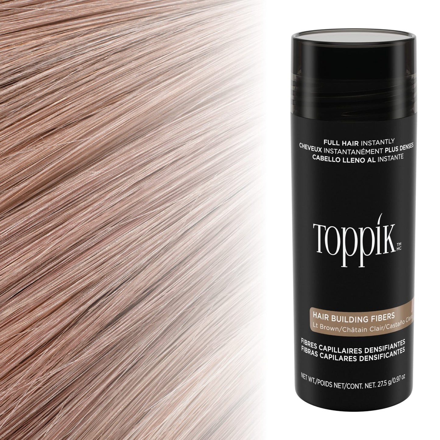 Toppik Hair Building Fibers, Light Brown, 55g Fill In Fine or Thinning Hair, Instantly Thicker, Fuller Looking, 9 Shades for Men & Women, Keratin Protein Formula