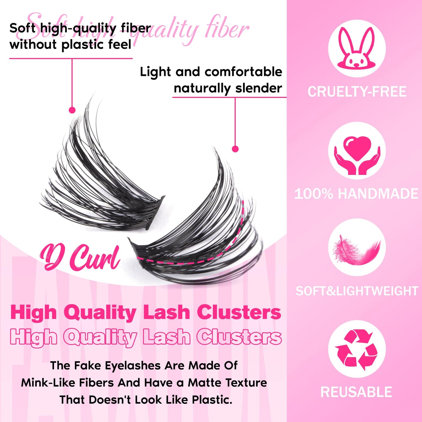 FANXITON DIY Lash Extension Kit 50D D Individual Lashes Lash Clusters Kit Cluster Lashes Lash Bond and Seal and Lash Tweezers for Lash Clusters Kit DIY at Home
