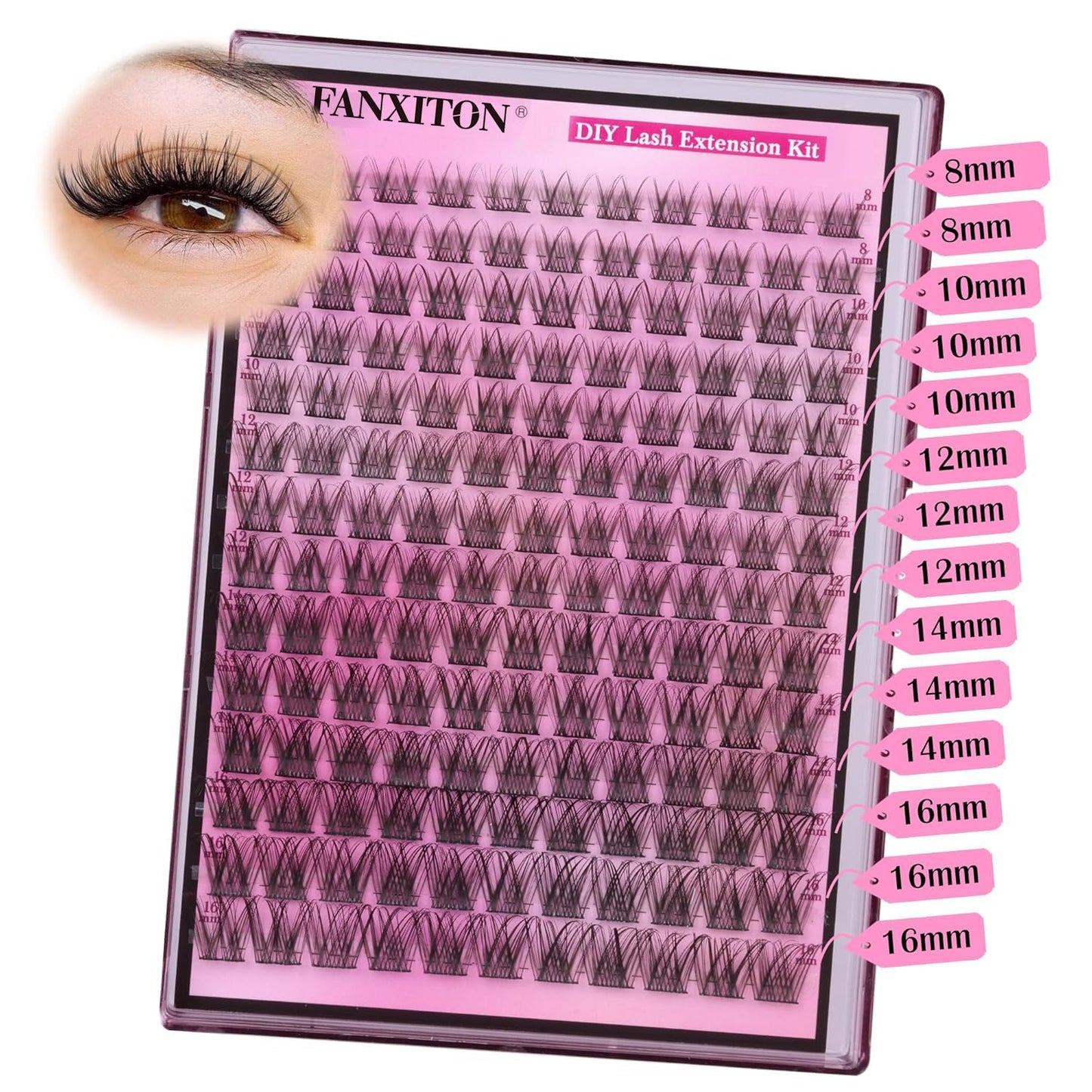DIY Lash Extension Kit Natural Look Wispy Lash Clusters D 154 pcs Lashes Clusters 8-16 mm Eyelash Extension Kit Lash Bond and Seal Lash Tweezers Individual Lashes Lash Cluster Kit For Beginners
