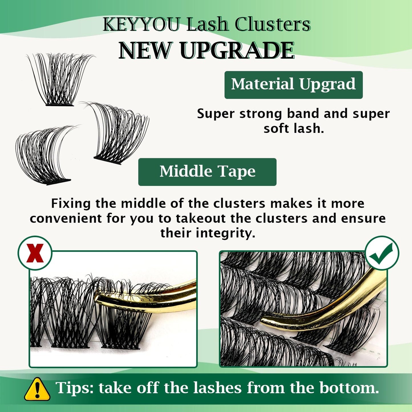 Lash Clusters 96pcs Individual Lashes Y11 D Curl 14mm Cluster Lashes KEYYOU Volume Wispy Lash Extension Soft&Comfortable Easy DIY at Home(Y11 D-14mm)