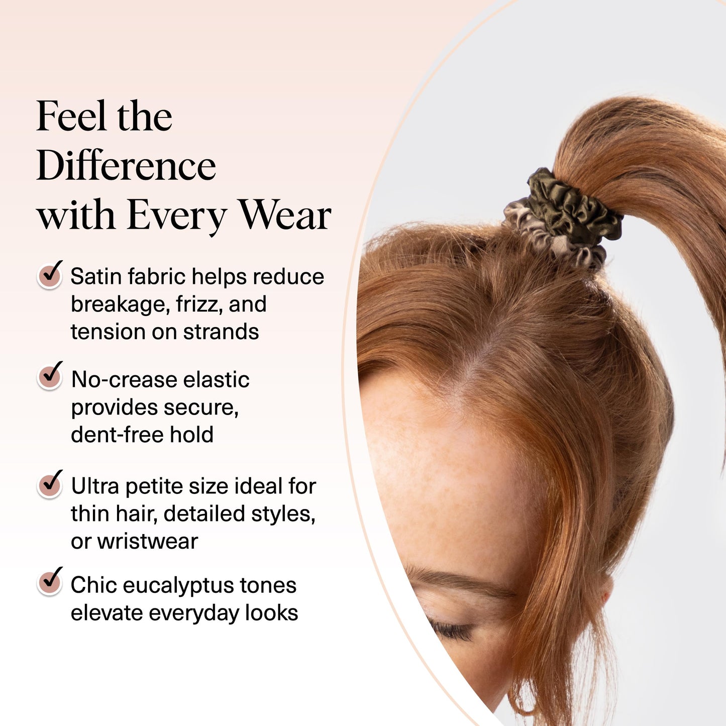 Kitsch Ultra-Petite Satin Scrunchies for Women - Softer Than Silk Scrunchies | Hair Ties No Damage for Frizz-Free Sleep | Perfect for Day or Night Hair Accessories - Eucalyptus, 6 pcs
