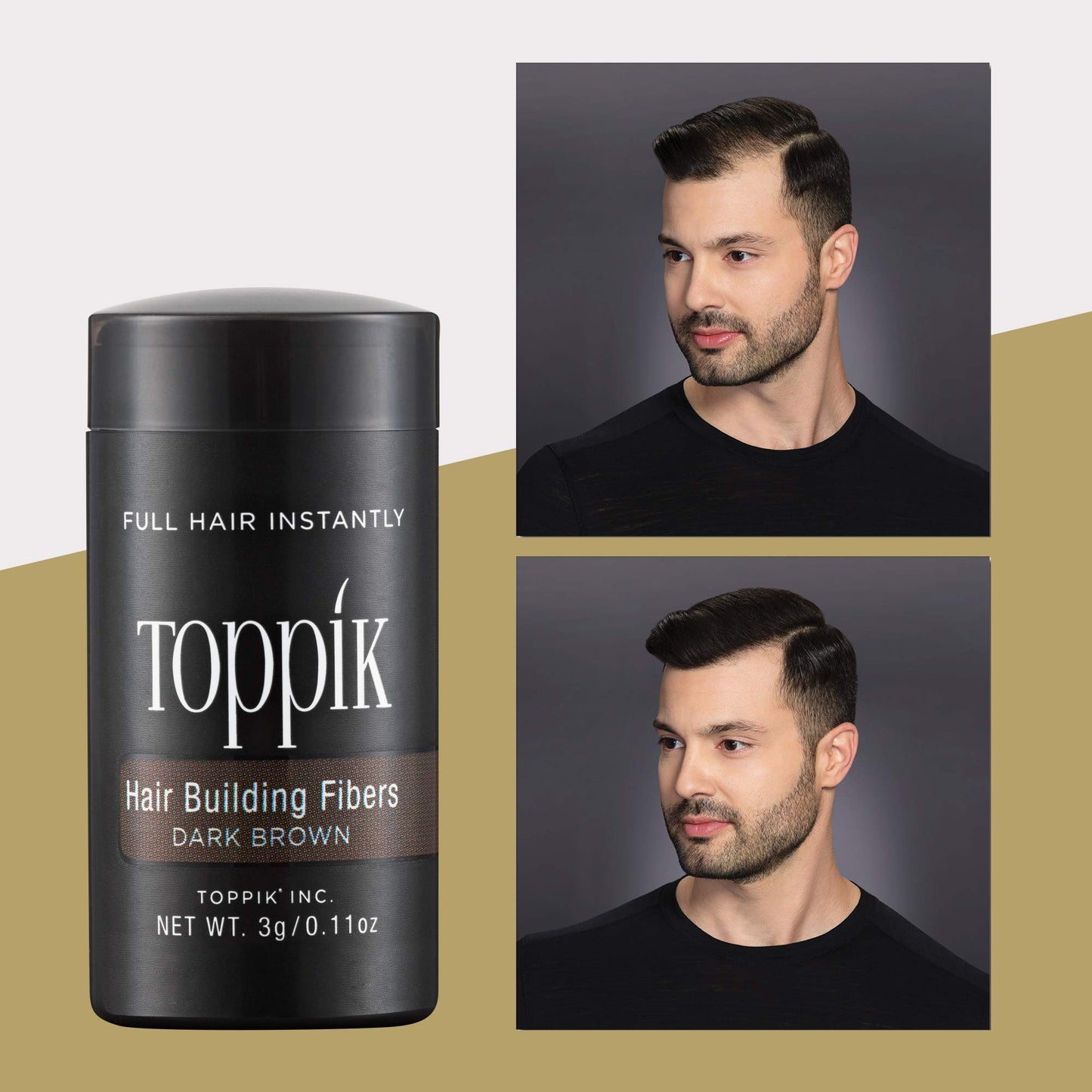 Toppik Hair Building Fibers, Dark Brown, 3g Fill In Fine or Thinning Hair, Instantly Thicker, Fuller Looking, 9 Shades for Men & Women, Keratin Protein Formula