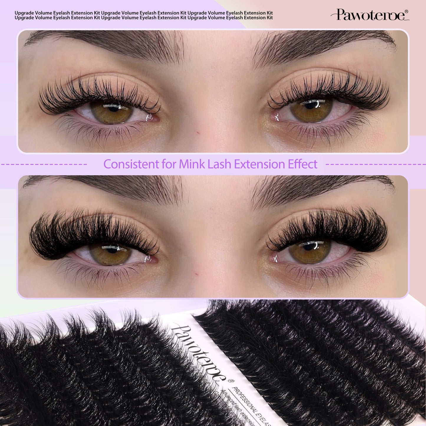 Lash Extension Kit DIY Full Thick Lash Clusters Eyelash Extension Kit 280pcs Individual Lashes Kit with Lash Bond and Seal, Lash Remover, Lash Tweezers for Self Use (Mink 60D&80D, 10-18mm, All Kit)
