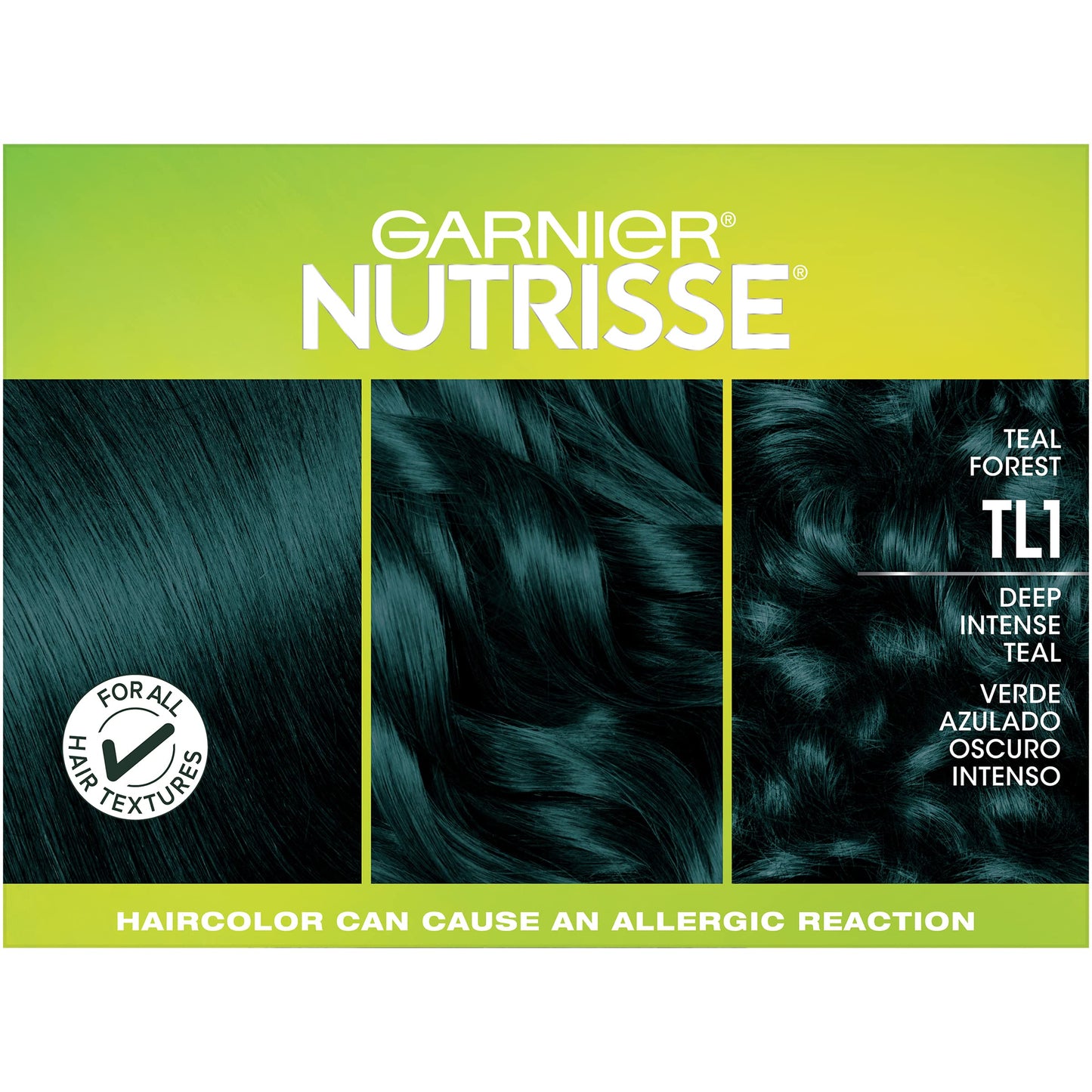 Garnier Nutrisse Ultra Nourishing Hair Color Creme with Triple Oils, Permanent Dye for 100 Percent Gray Coverage, Teal Forest TL1