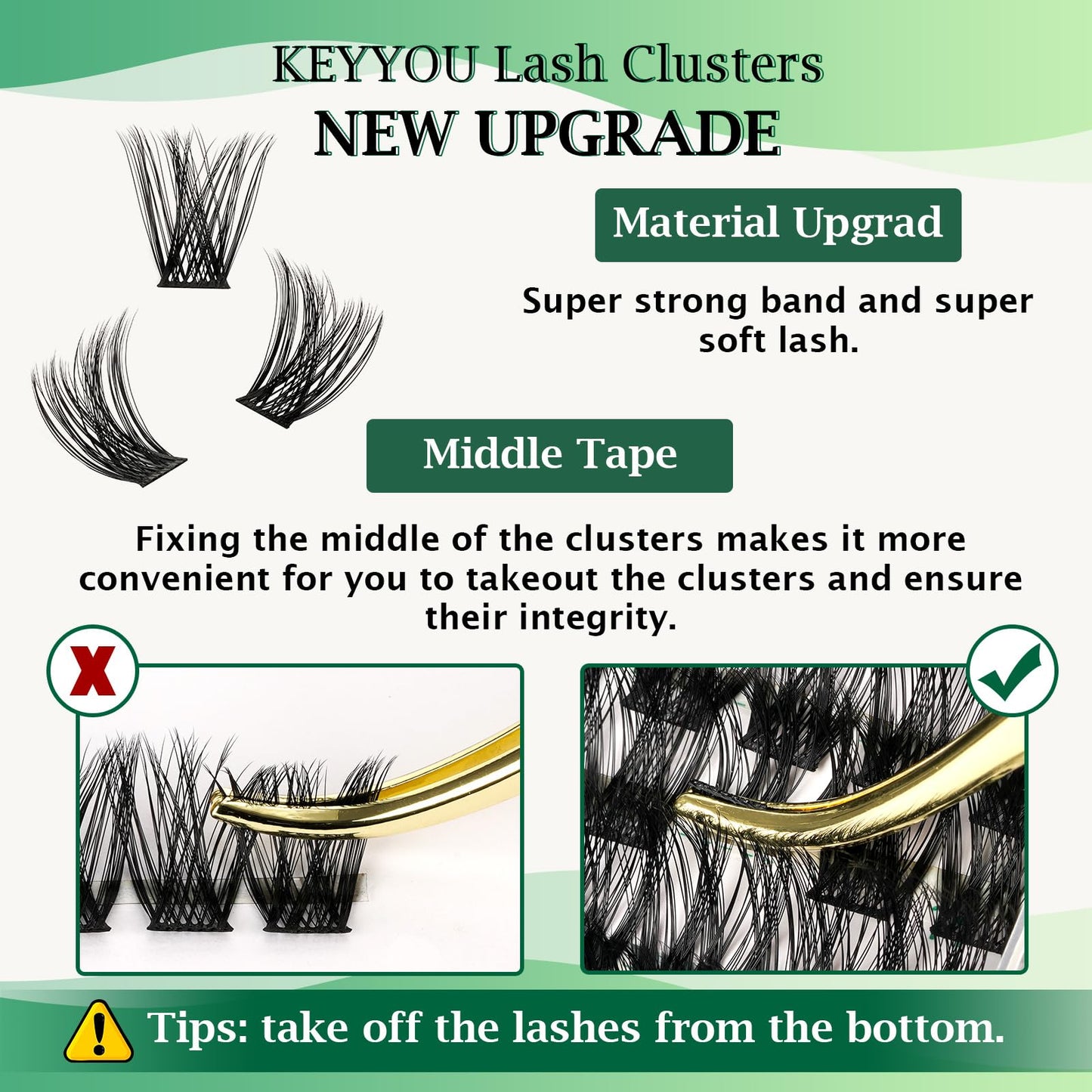 KEYYOU Volume Wispy Lash Extension 96pcs Individual Lashes D Curl 14mm Soft&Comfortable Easy DIY at Home (Y18, D-14mm)