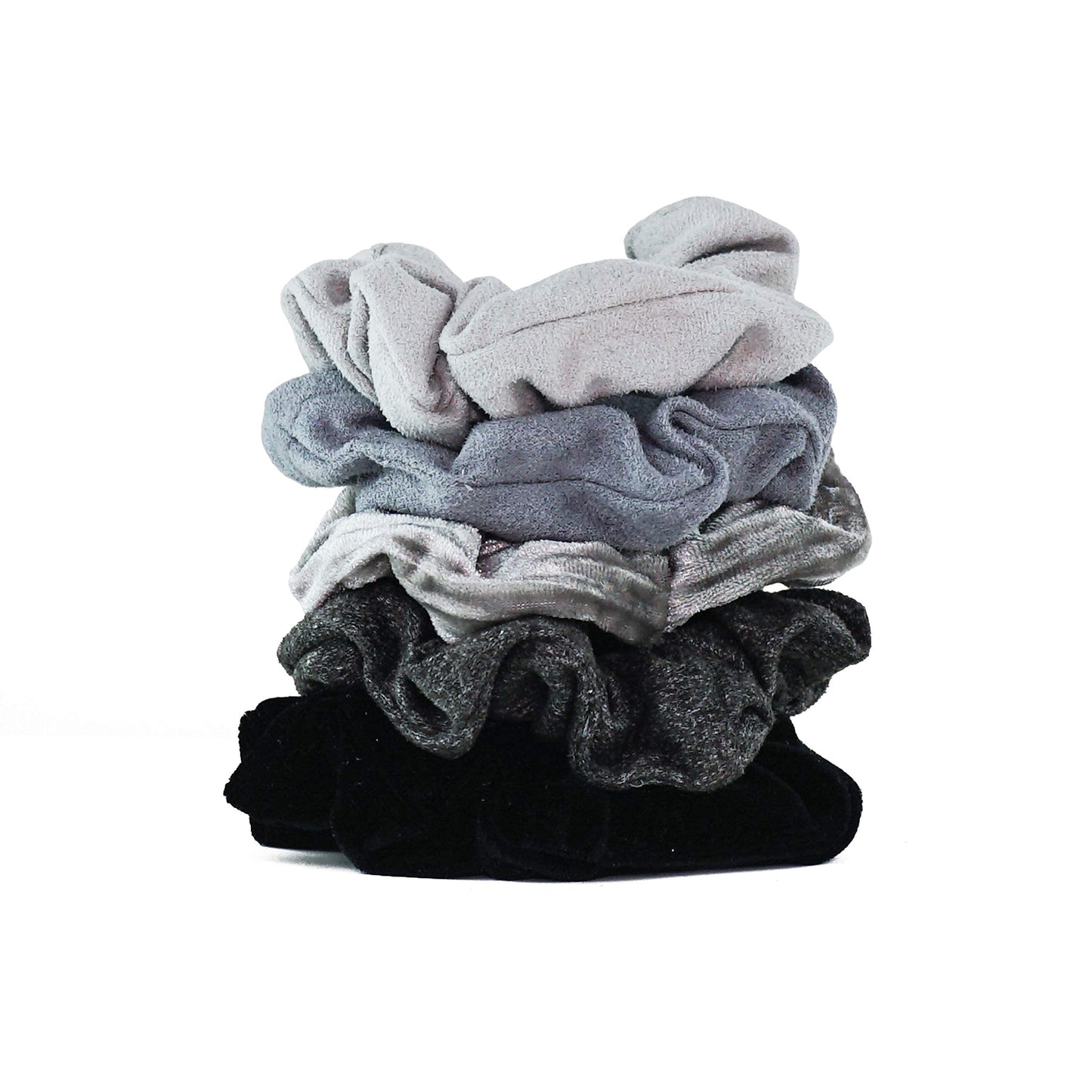 Kitsch Assorted Scrunchies - Large Hair Ties and Ponytail Holders | Cute Hair Bands for Women and Girls, 5pc (BlackGray)