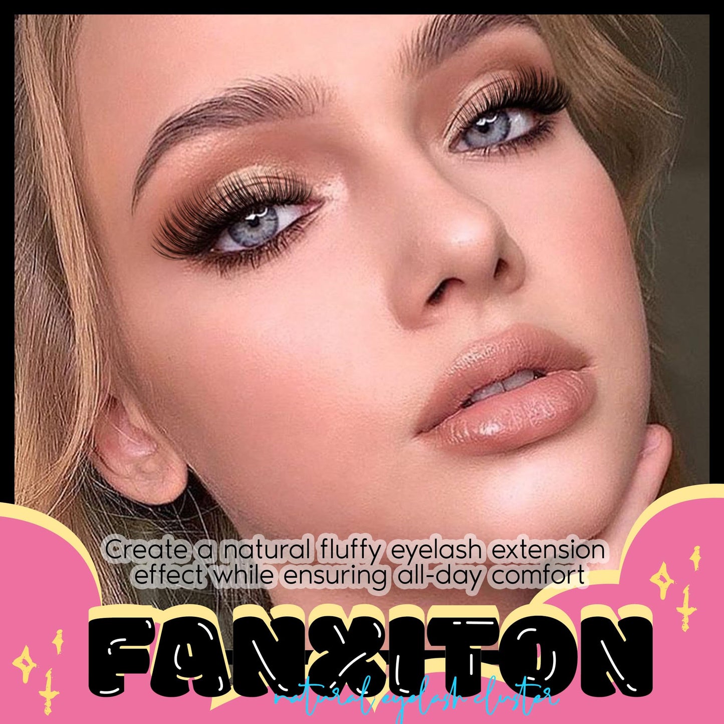 FANXITON Wispy DIY Lash Extension Kit Natural Lash Clusters C Individual Lashes Lash Clusters Kit Cluster Lashes Lash Bond and Seal and Lash Tweezers for Lash Clusters Kit DIY at Home