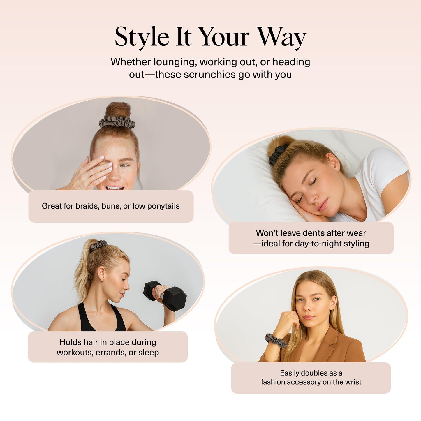 Kitsch Ultra-Petite Satin Scrunchies for Women - Softer Than Silk Scrunchies | Hair Ties No Damage for Frizz-Free Sleep | Perfect for Day or Night Hair Accessories - Eucalyptus, 6 pcs