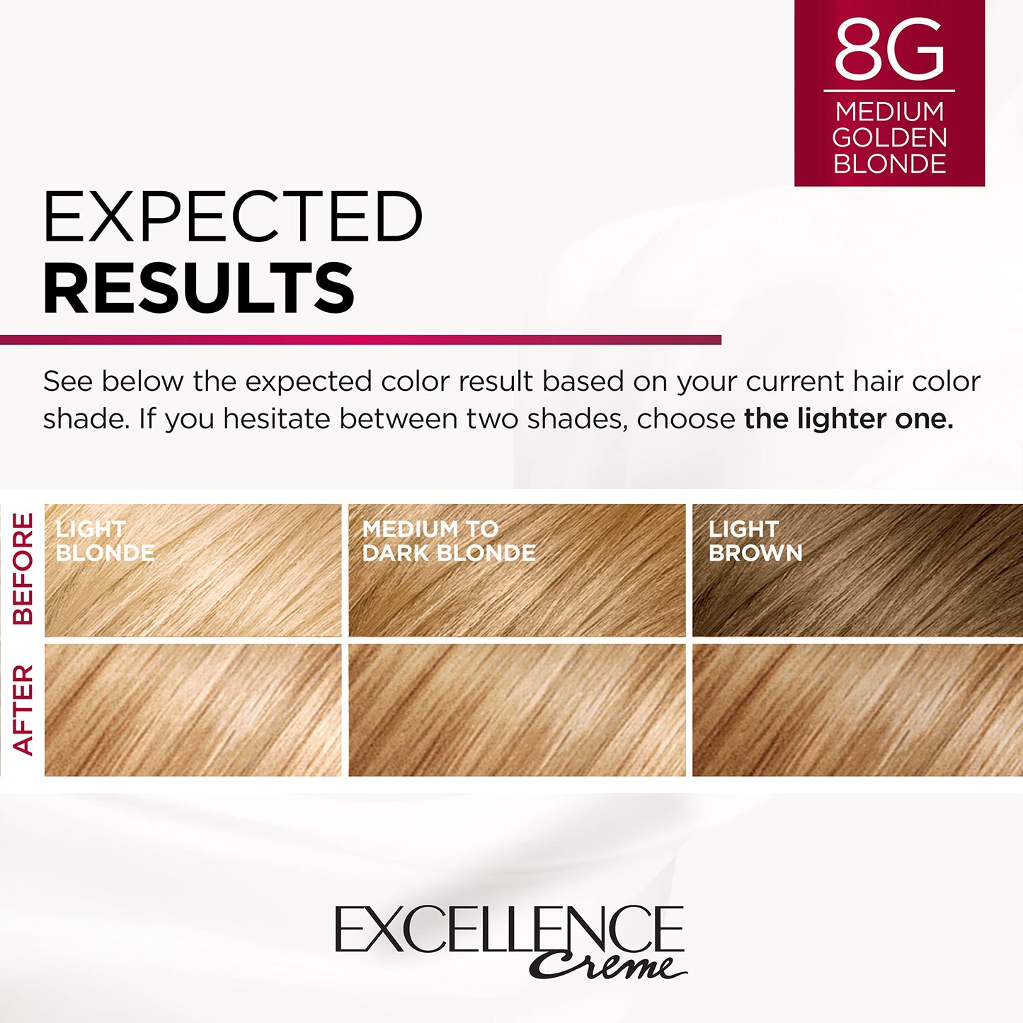 L'Oreal Paris Excellence Creme Permanent Hair Color, 8G Medium Golden Blonde, 100 percent Gray Coverage Hair Dye, Pack of 2