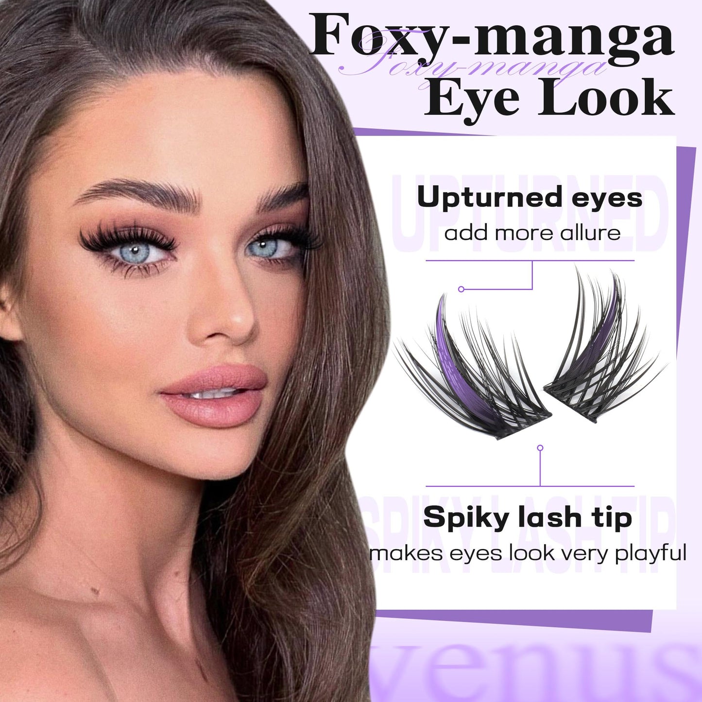 Goddvenus Manga Lash Cluster Kit Wispy Lashes Clusters Fluffy Eyelash Clusters Upturned Foxy Cluster Eyelash Extensions Kit D Curl Fairy Eyelash Extension Kit 10-16mm Individual Lashes Kit