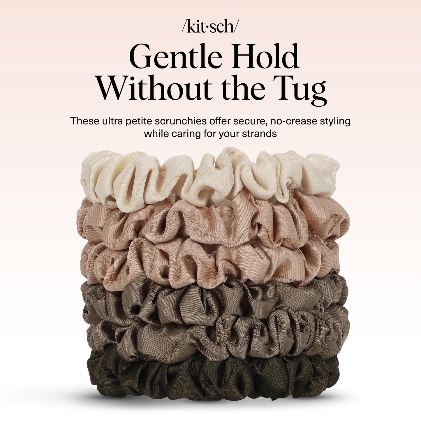 Kitsch Ultra-Petite Satin Scrunchies for Women - Softer Than Silk Scrunchies | Hair Ties No Damage for Frizz-Free Sleep | Perfect for Day or Night Hair Accessories - Eucalyptus, 6 pcs