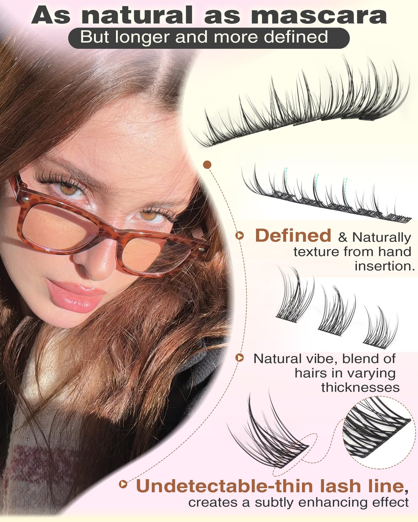 Goddvenus Natural Lash Clusters Kit Wispy Manga Eyelash Clusters Fairy Lash Extension Kit C Curl Cluster Eyelashes Extensions Kit (No Tweezers)
