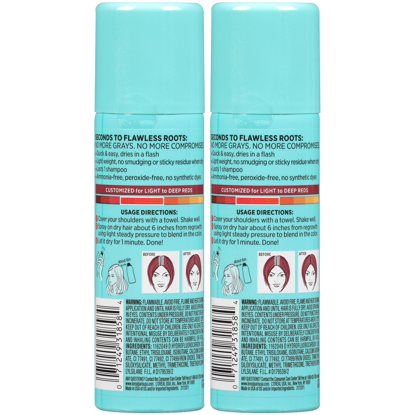 L'Oreal Paris Hair Color Root Cover Up Hair Dye Red 2 Ounce (Pack of 2) (Packaging May Vary)