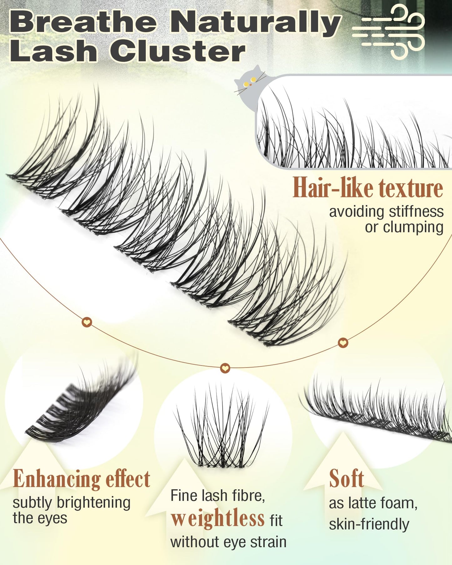 Goddvenus Wispy Lash Clusters Natural Fluffy Cluster Eyelash Extensions 144Pcs Individual Lashes Clusters 10-16mm Eyelashes Clusters for DIY Lash Extensions Weightless & Soft Cluster Eyelashes