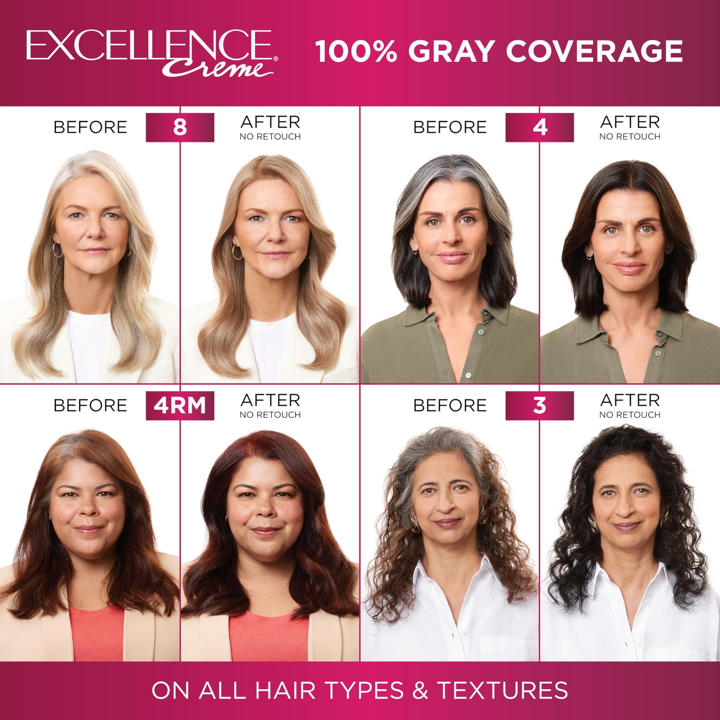 L'Oreal Paris Excellence Creme Permanent Hair Color, 5AB Mocha Ash Brown, 100 percent Gray Coverage Hair Dye, Pack of 3