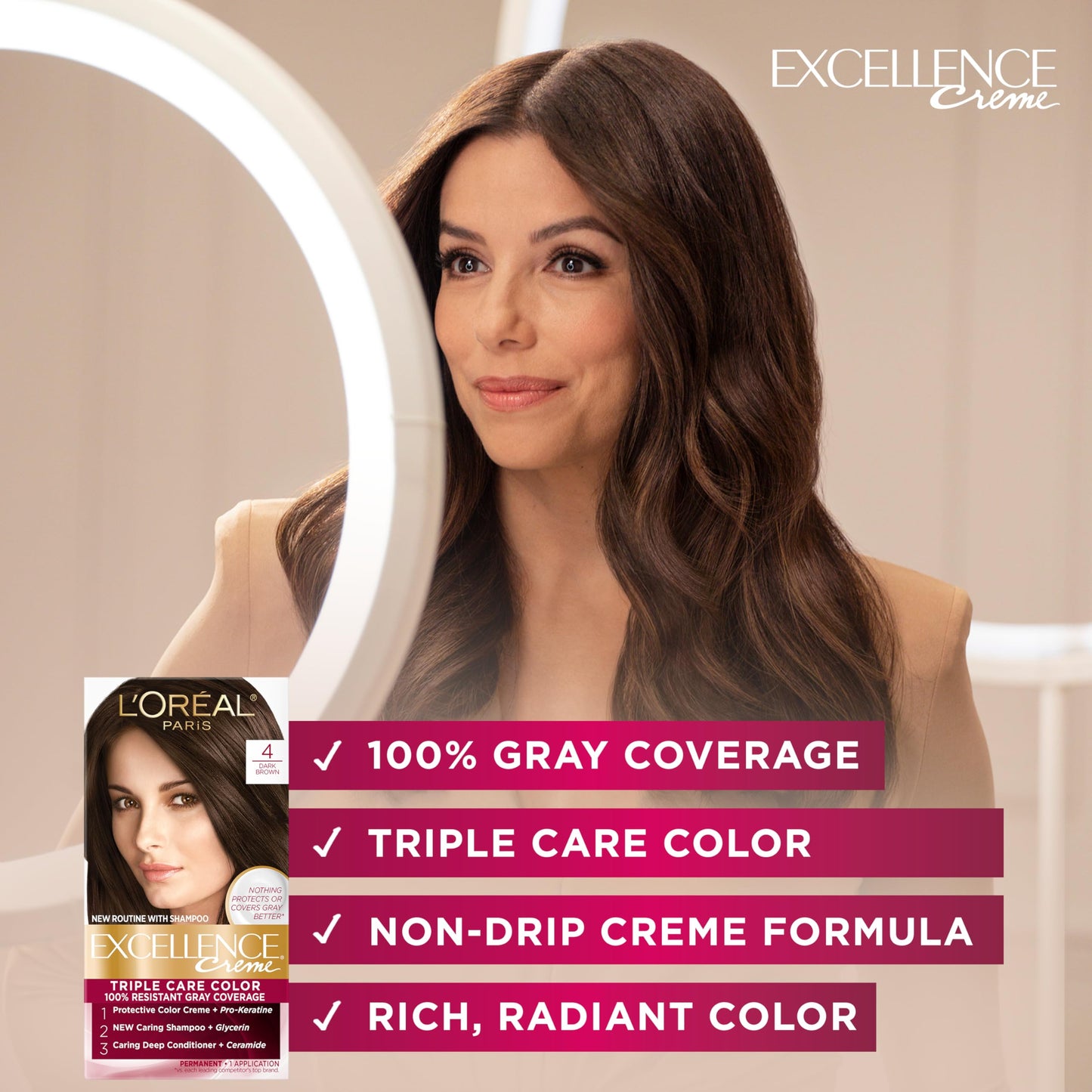 L'Oreal Paris Excellence Creme Permanent Hair Color, 8RB Medium Reddish Blonde, 100 percent Gray Coverage Hair Dye, Pack of 2