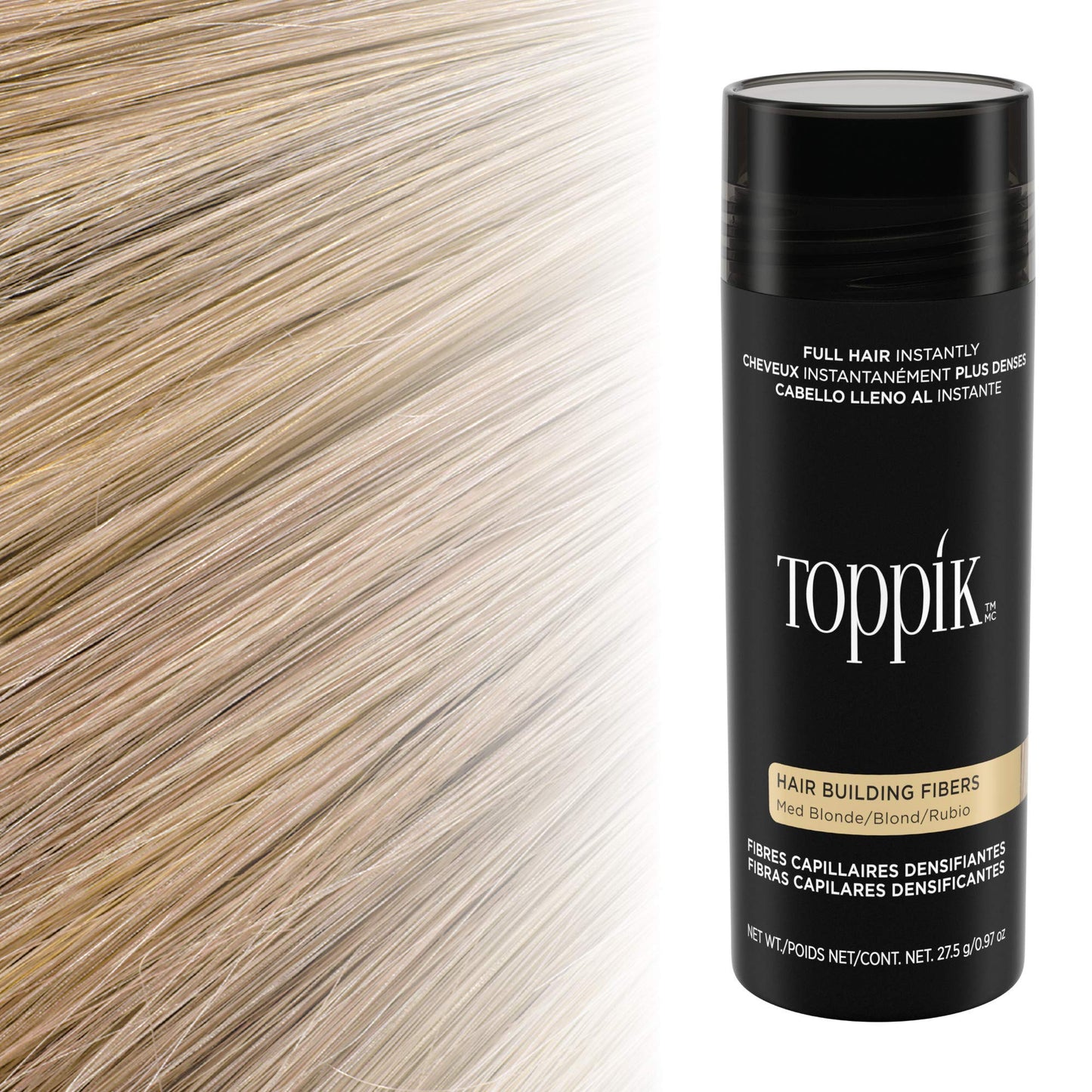 Toppik Hair Building Fibers, Medium Blonde, 1.94 Ounce Fill In Fine or Thinning Hair, Instantly Thicker, Fuller Looking, 9 Shades for Men & Women, Keratin Protein Formula