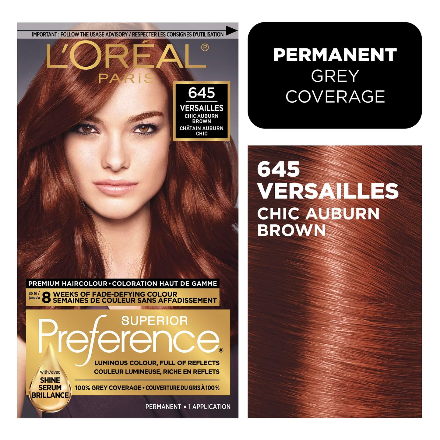 L'Oreal Paris Superior Preference Fade-Defying + Shine Permanent Hair Color, 6AB Chic Auburn Brown, Pack of 1, Hair Dye