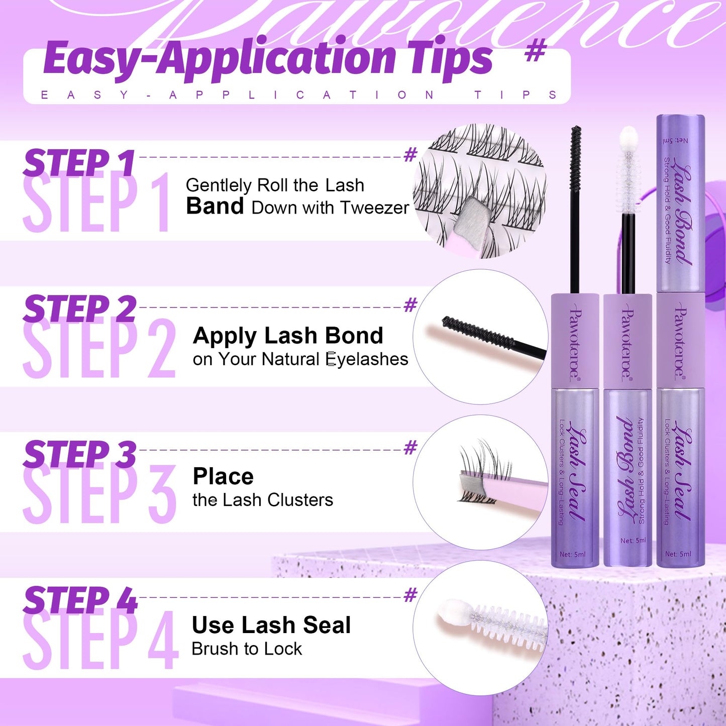 Pawotence Lash Extension Kit Wispy Lash Clusters Kit 9-12mm Natural Individual Lashes Kit 168pcs Cluster Eyelash Extension Kit with Lash Bond and Seal, Lash Applicator for Self Use
