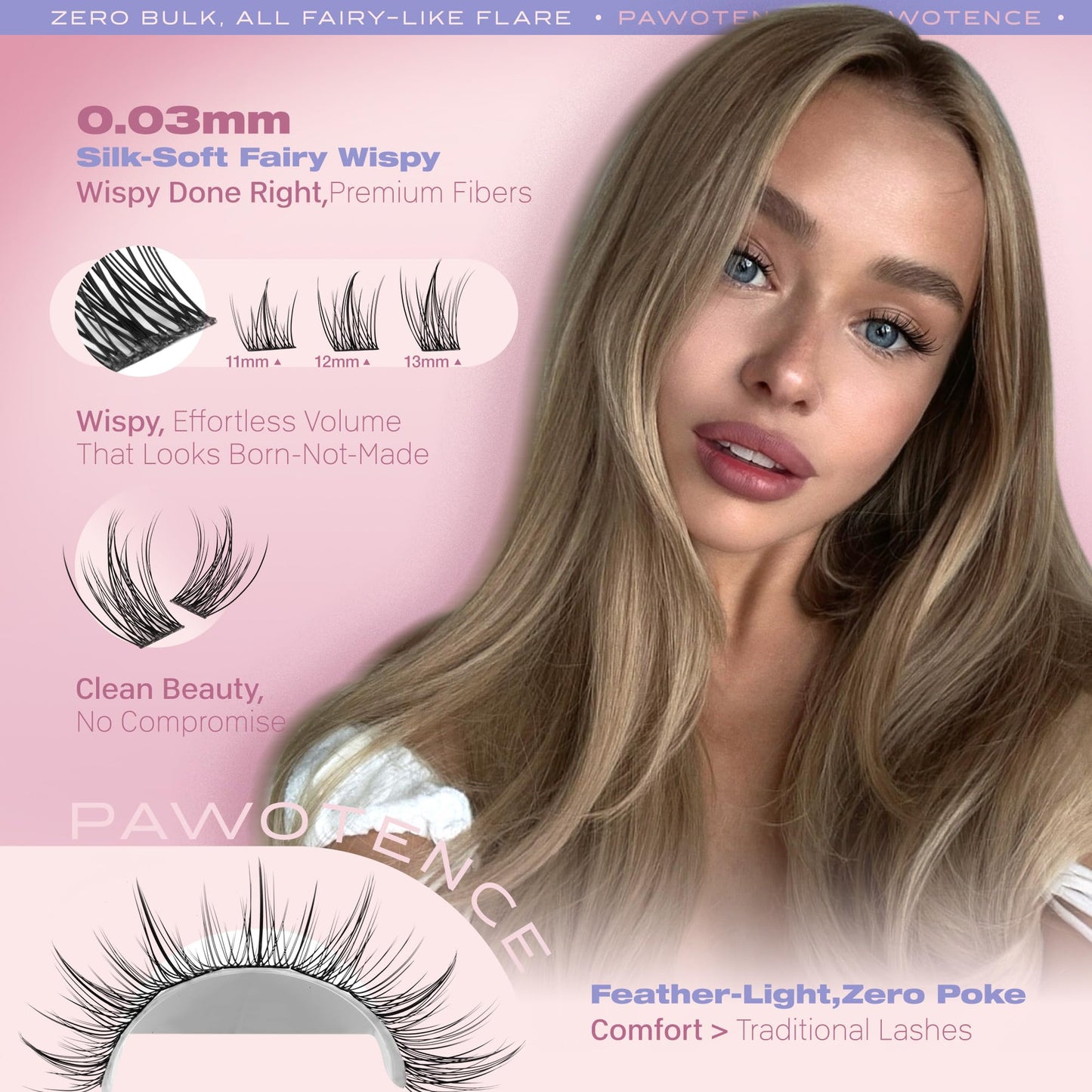 Pawotence Natural Lash Clusters Wispy Eyelash Clusters 120pcs Fairy Lashes Cluster Eyelash Extensions Individual Cluster Lashes for DIY Lash Extension