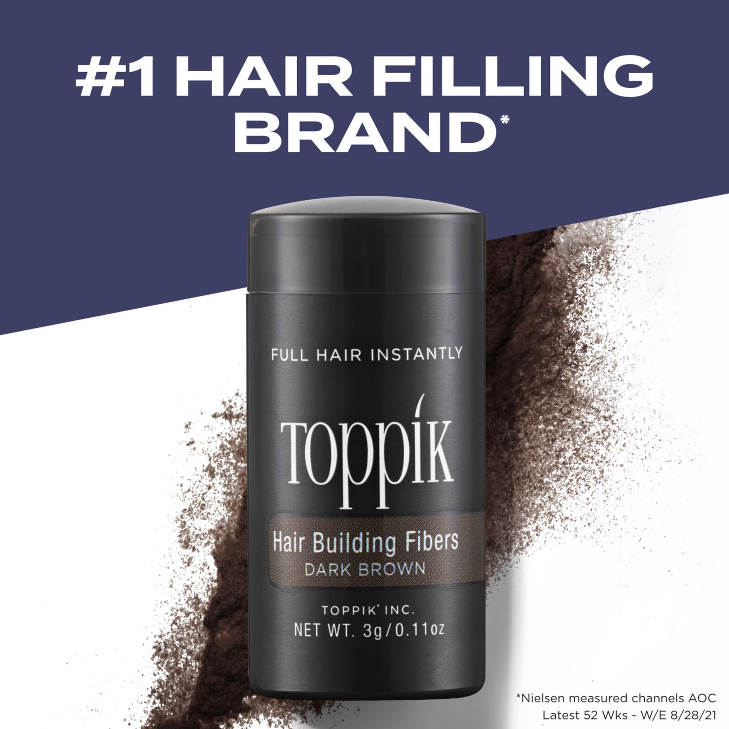 Toppik Hair Building Fibers, Dark Brown, 55g Fill In Fine or Thinning Hair, Instantly Thicker, Fuller Looking, 9 Shades for Men & Women, Keratin Protein Formula