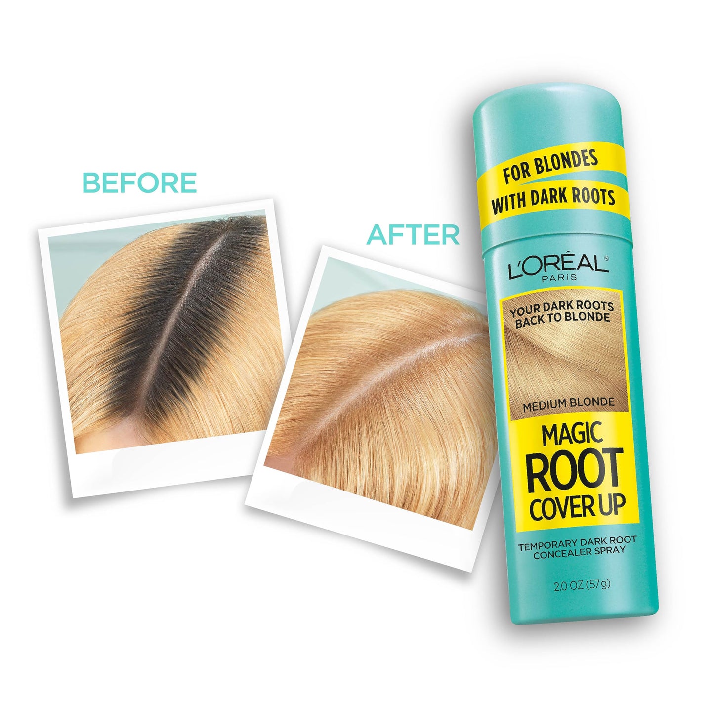 L'Oreal Paris Magic Root Cover Up Concealer Spray for Blondes, Medium Blonde, 2 fl. oz., Ammonia and Peroxide Free, Suitable for Medium Blonde Hair Color