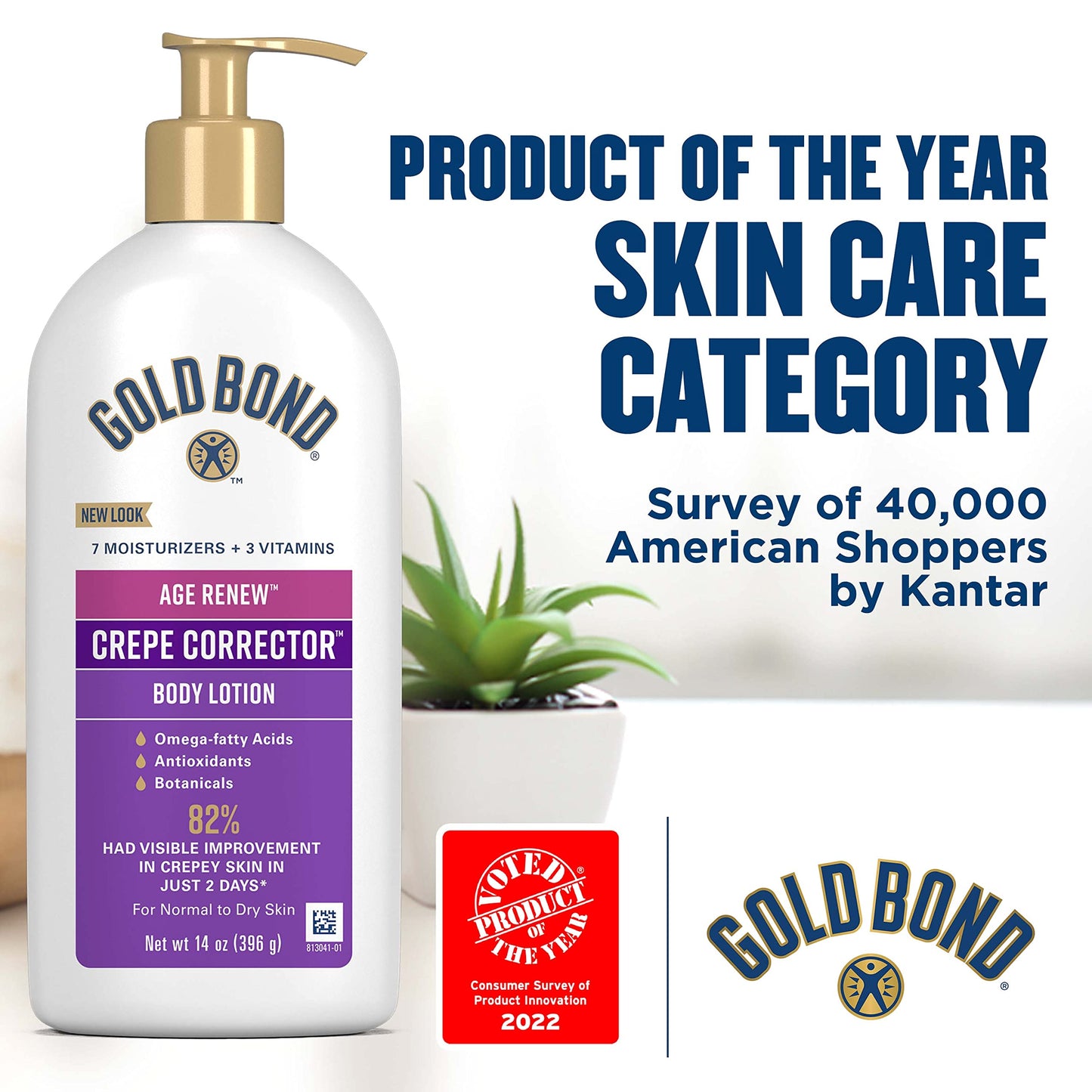 Gold Bond Age Renew 14 oz Crepe Corrector Body Lotion & 3 oz Hand Cream Bundle, Replenishing & Smoothing Formulas
