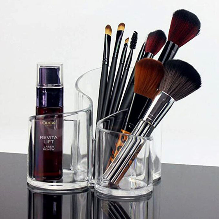 Transparent Acrylic Makeup Brush And Eyebrow Pencil Bucket