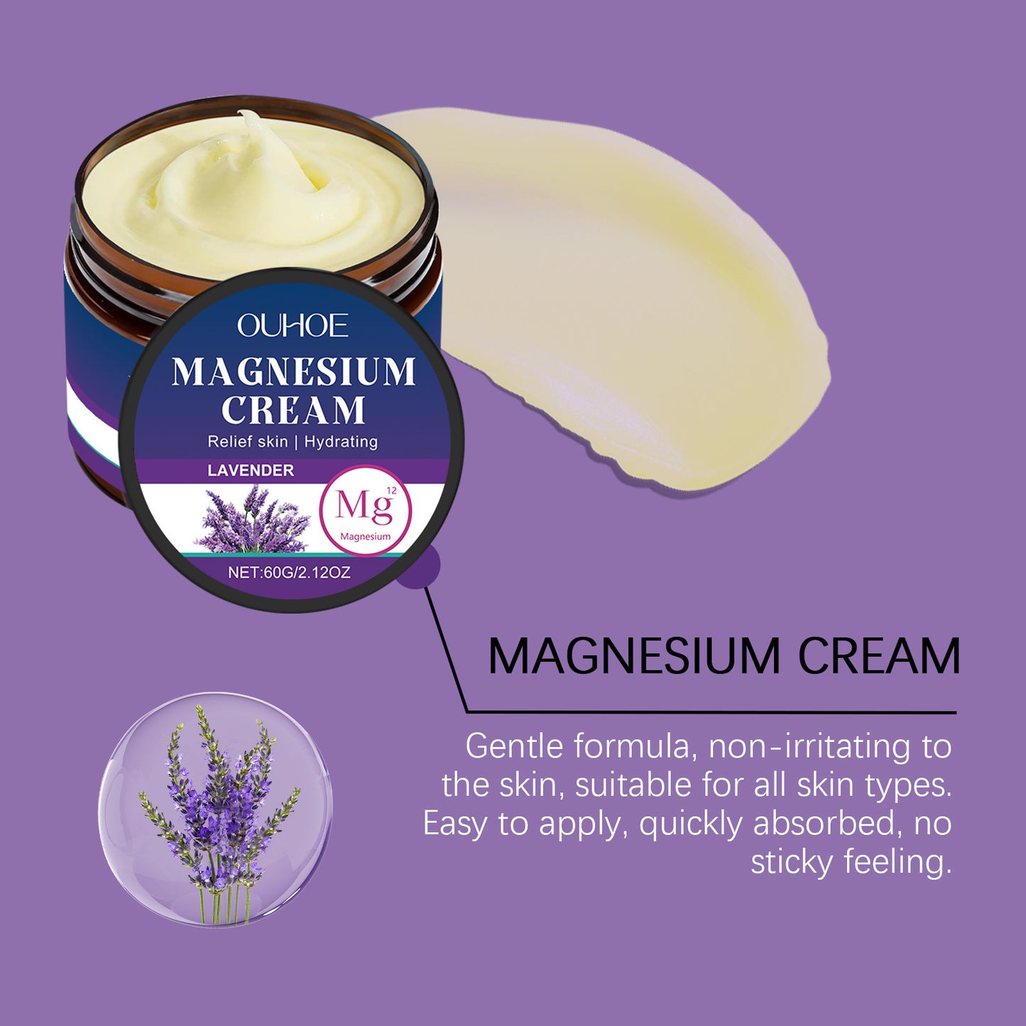 Body Soothing Magnesium Cream Relieve Wrist Knee Joint Discomfort Mild Ingredients Daily Massage Care