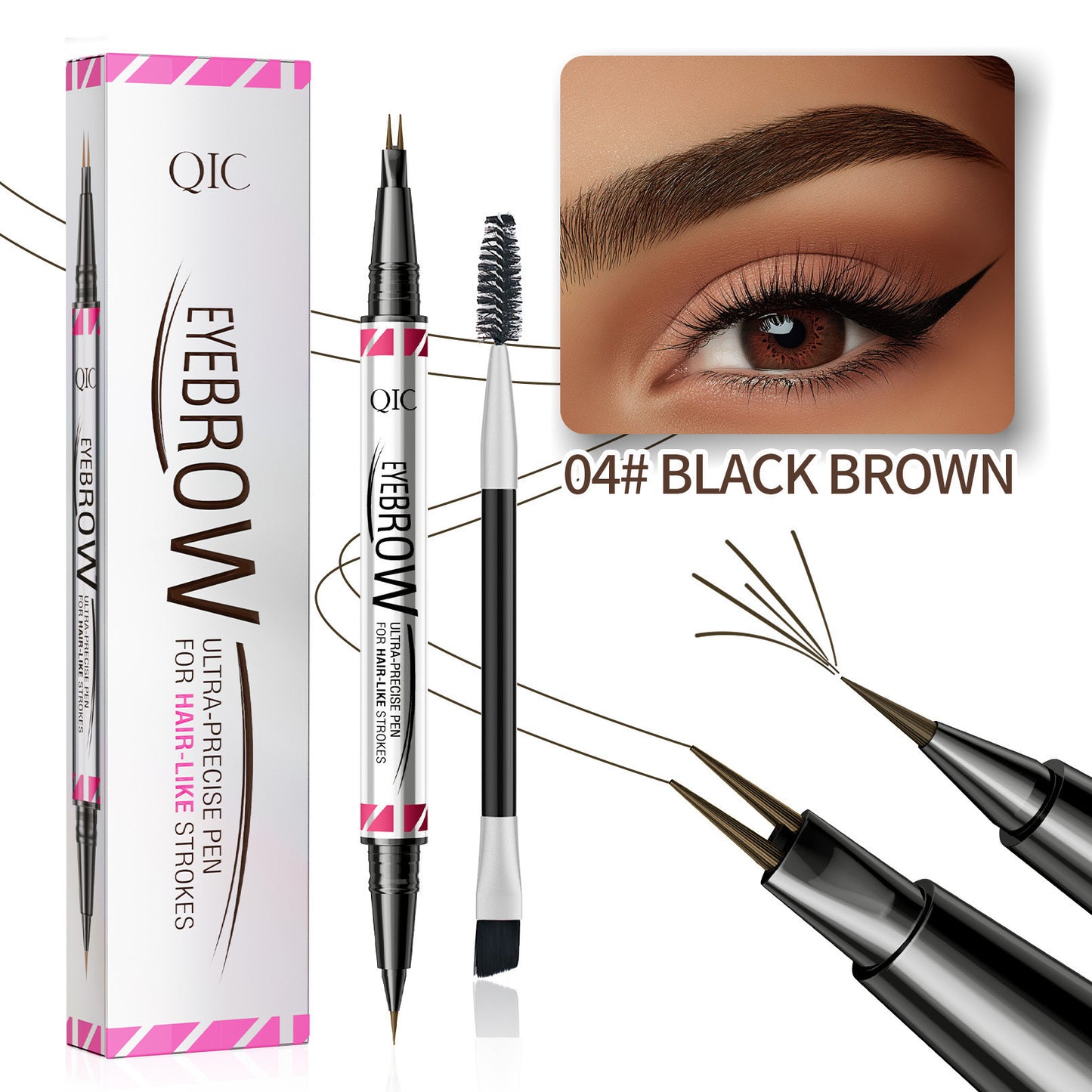 Distinct Look Sweat-proof Long Lasting Fadeless Two-fork Eyebrow Pencil