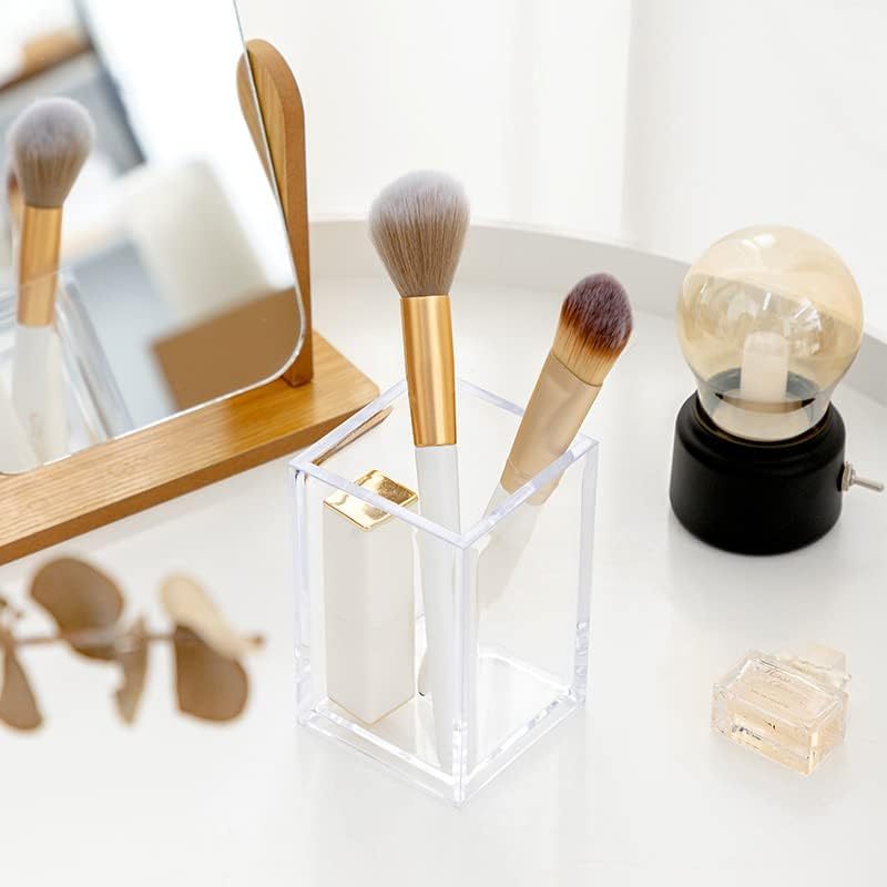 1, 2, 3 Pack Clear Acrylic Cosmetic Pencil Pen Holder Cup, Clear Makeup Brush Holder, Desk Acrylic Brushes Storage
