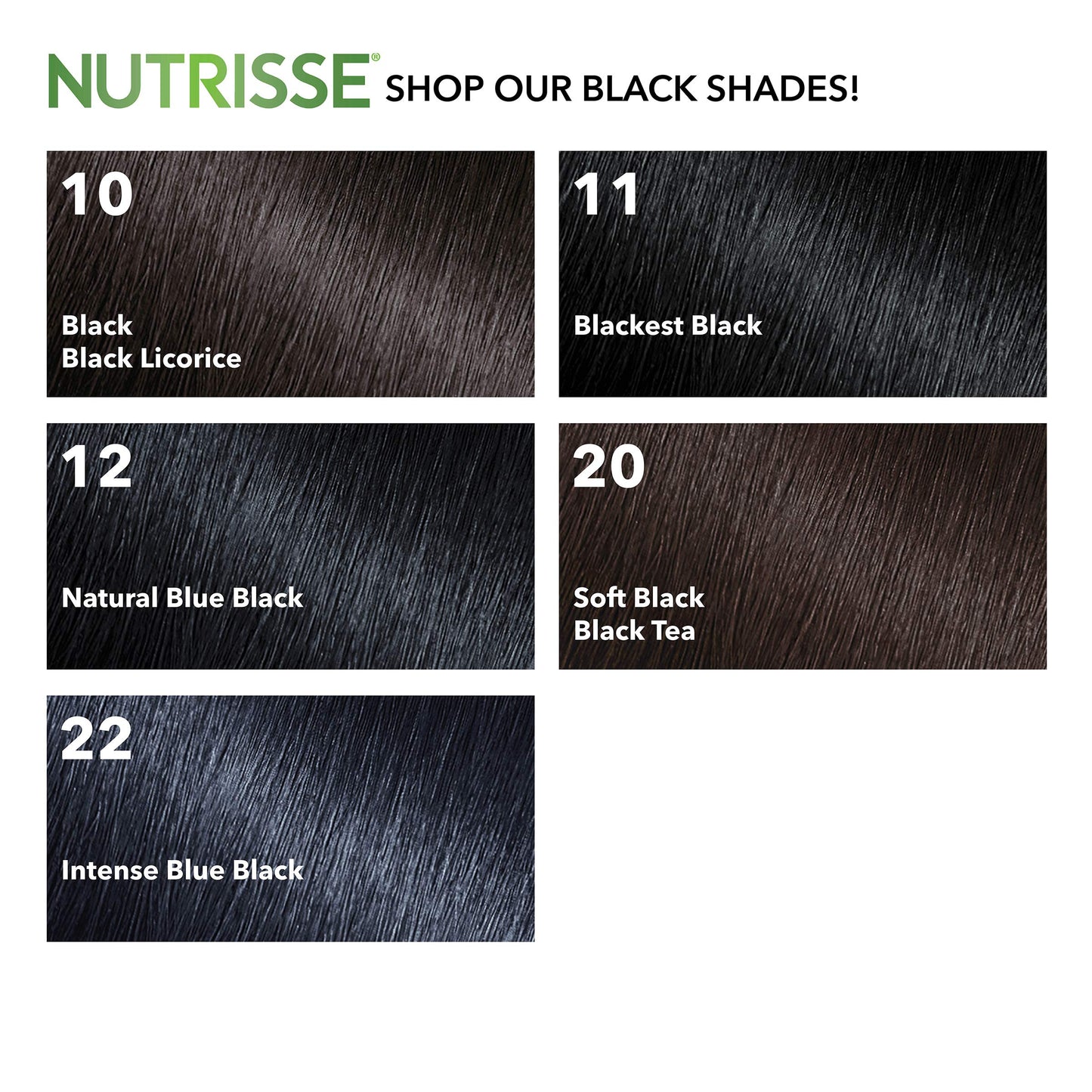 Garnier Nutrisse Nourishing Color Creme, 20 Soft Black (Black Tea), 3-Pack (Packaging May Vary)