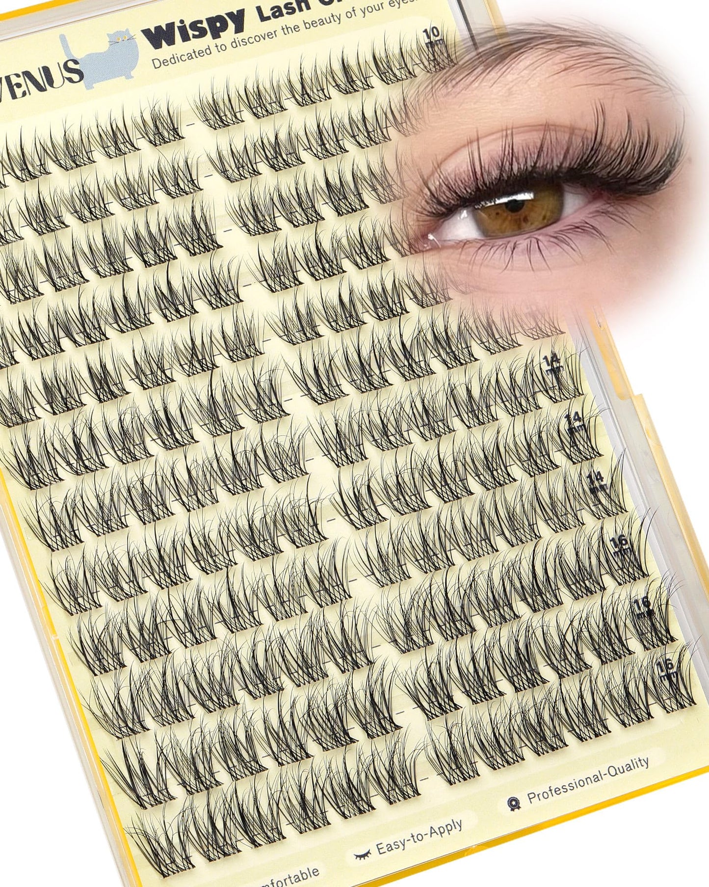 Goddvenus Wispy Lash Clusters Natural Fluffy Cluster Eyelash Extensions 144Pcs Individual Lashes Clusters 10-16mm Eyelashes Clusters for DIY Lash Extensions Weightless & Soft Cluster Eyelashes