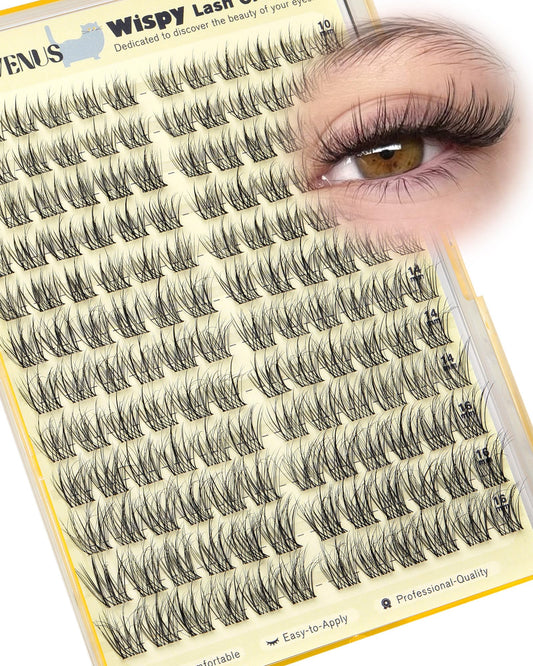 Goddvenus Wispy Lash Clusters Natural Fluffy Cluster Eyelash Extensions 144Pcs Individual Lashes Clusters 10-16mm Eyelashes Clusters for DIY Lash Extensions Weightless & Soft Cluster Eyelashes