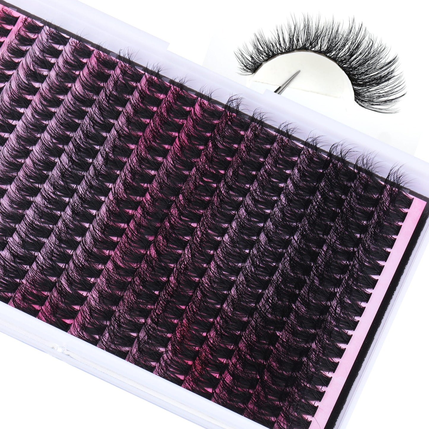 FANXITON DIY Lash Extension Kit Full Lash Clusters 288 pcs Thick Lash Clusters Kit D 10-18 mm Cluster Eyelash Extension Kit with Lash Bond and Seal Lash Tweezers Individual Lashes For Beginners