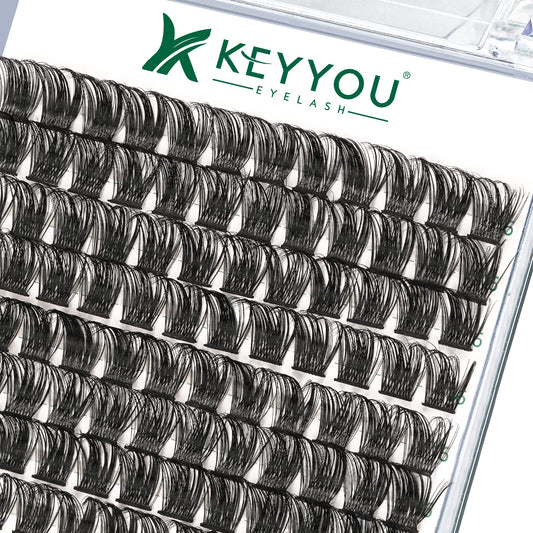 Lash Clusters,96 Pcs Cluster Lashes D Curl 16mm DIY Lash Extensions Eyelash Clusters,KEYYOU Volume Wispy Individual Lashes Soft&Comfortable Easy DIY at Home(Y06,D-16mm)