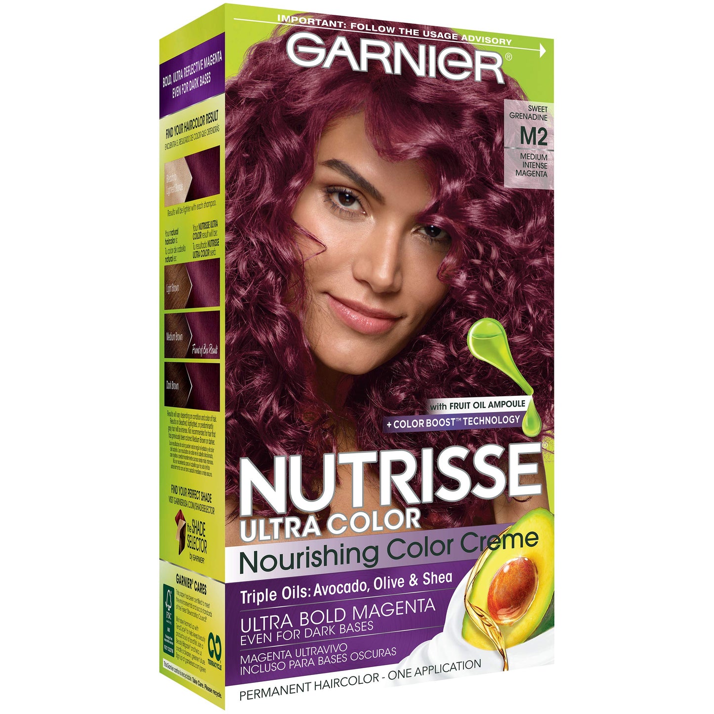 Garnier Hair Color Nutrisse Ultra Color Nourishing Hair Color Creme, Sweet Grenadine M2, 1 Count