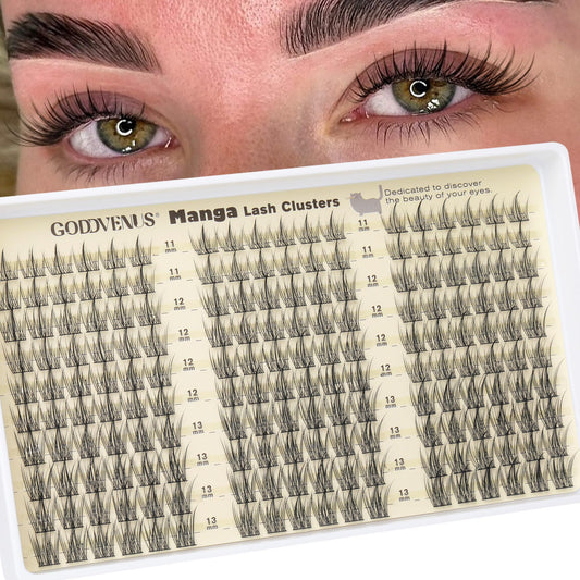 Goddvenus Natural Lash Clusters Wispy Manga Eyelash Clusters Fairy Lash Extension C Curl Cluster Eyelashes Extensions 180pcs