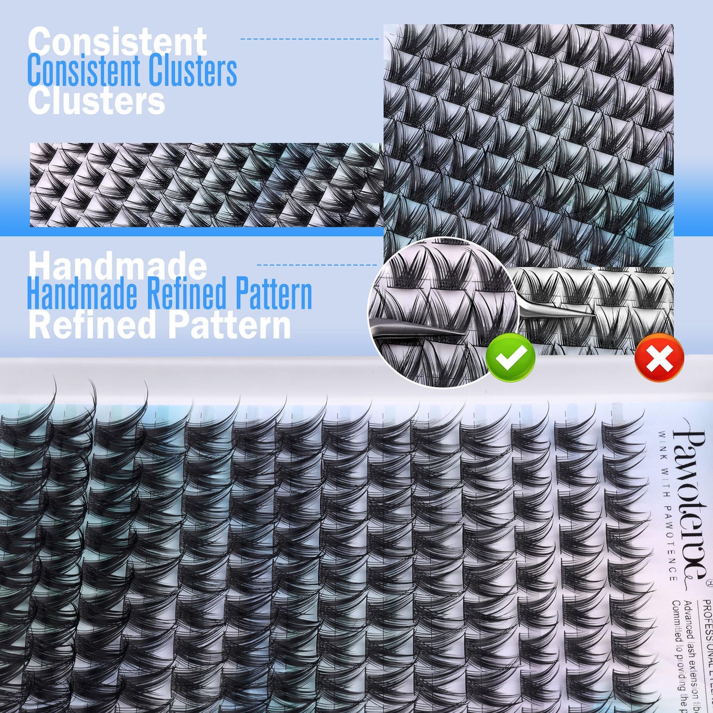 Pawotence Lash Clusters Wispy Eyelash Clusters 10-16mm Manga Individual Lashes Cluster Eyelash Extensions 168pcs Lash Extension DIY False Eyelashes Cluster Lashes with Soft Thin Band