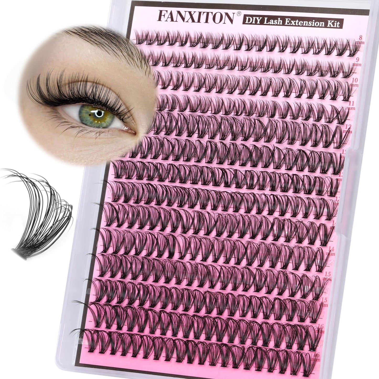 FANXITON Lash Clusters 280 Pcs Wispy Lash Clusters D 8-16 MM Natural Eyelash Clusters 30D Individual Eyelash DIY Lash Extensions at Home (30D)
