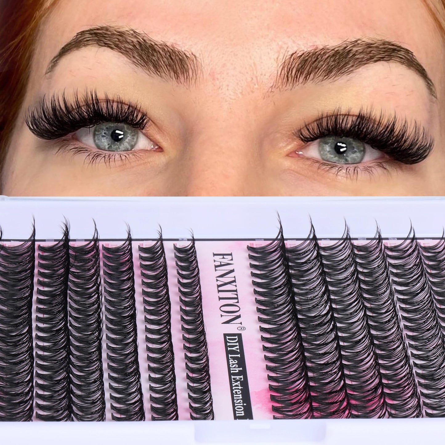 DIY Lash Extension Kit Natural Lash Clusters 30D+40D Mix 9-16 mm D lndividual Lashes Lash Remover 280 pcs Wispy Eyelash Extension Kit with Lash Bond and Seal and Lash Tweezers by FANXITON