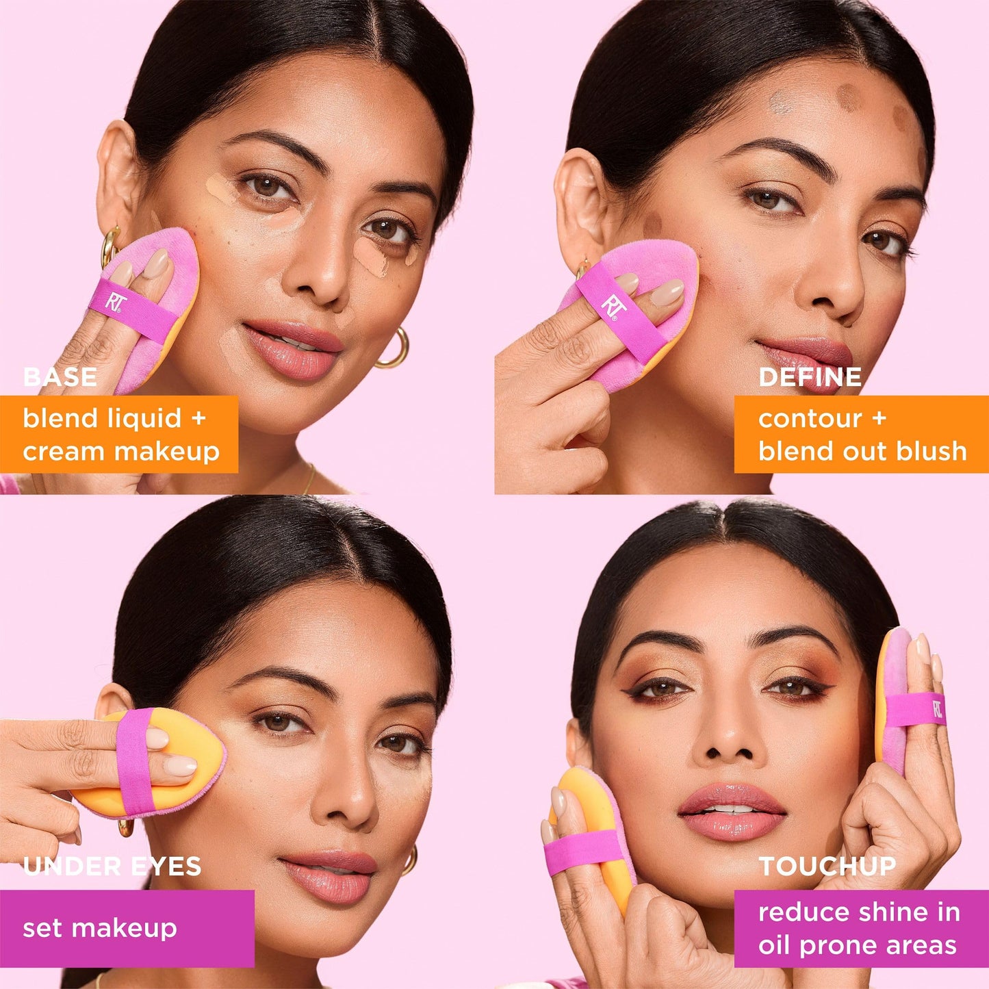 Real Techniques Miracle Complexion Sponge + Miracle 2-In-1 Powder Puff, Makeup Blending Sponge & Dual-Sided Powder Puff, For Liquids, Creams, & Powders, Vegan & Latex-Free, 2 Count