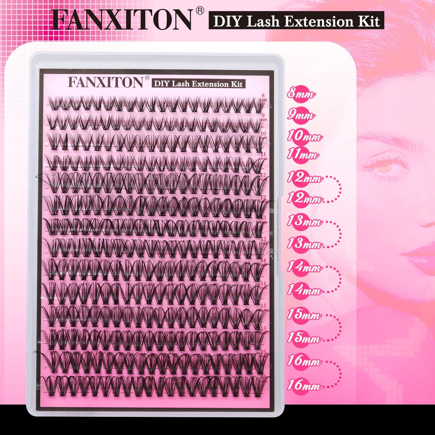FANXITON Lash Clusters 280 Pcs Wispy Lash Clusters D 8-16 MM Natural Eyelash Clusters 30D Individual Eyelash DIY Lash Extensions at Home (30D)