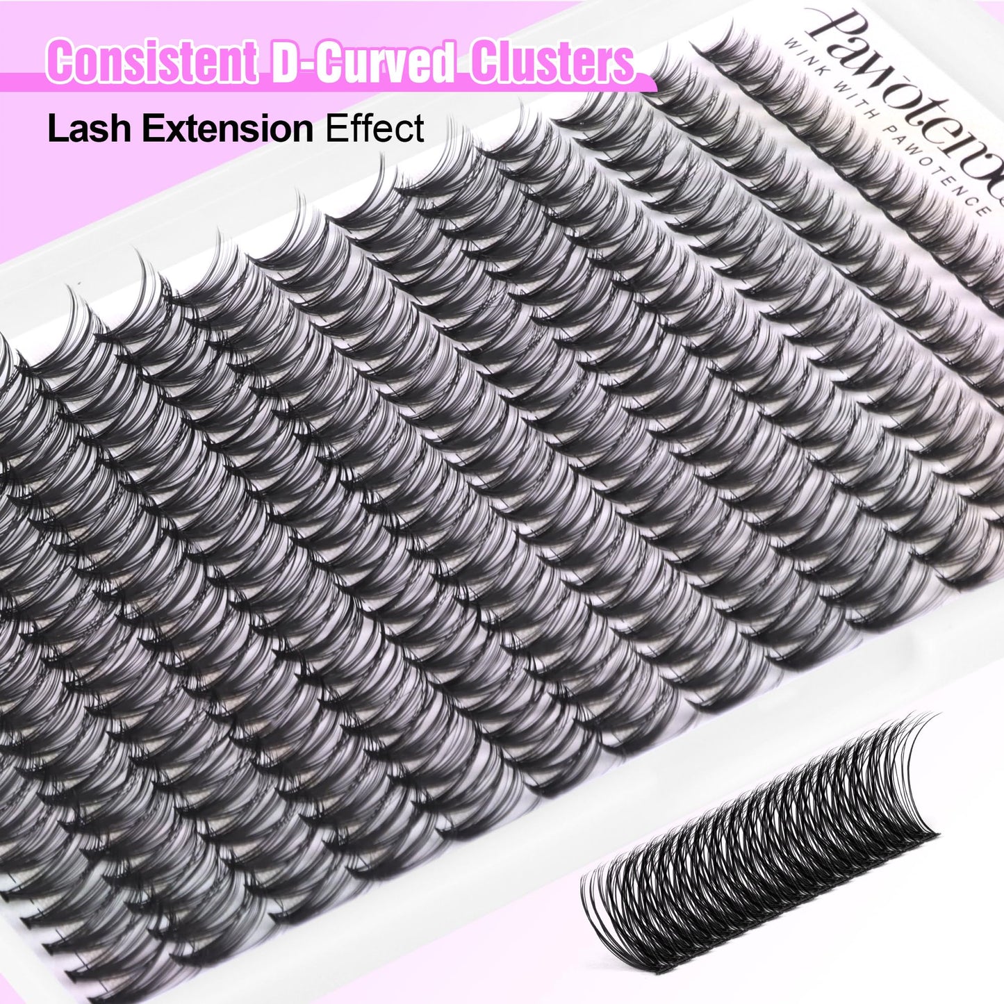 Pawotence Lash Extension Kit DIY 280pcs Individual Lash Clusters Kit 30D Natural 8-15mm Cluster Eyelash Extensions Kit with Lash Bond and Seal, Lash Tweezers for Self Use (30D, 0.07D, 8-15mm, Kit)