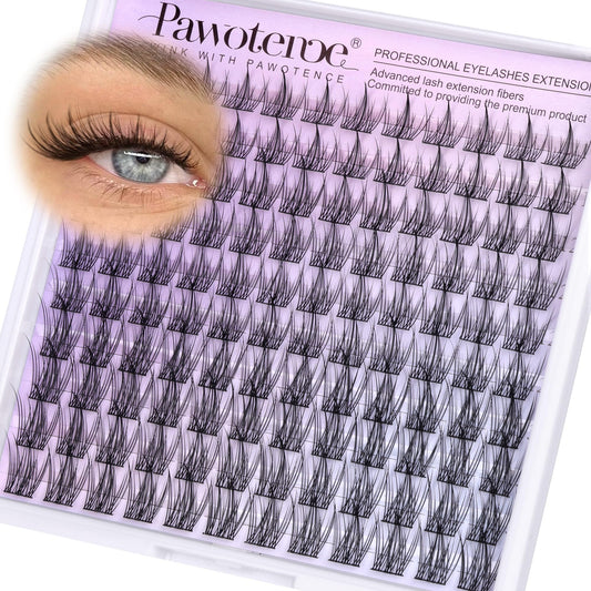 Pawotence Natural Lash Clusters Wispy Eyelash Clusters 120pcs Fairy Lashes Cluster Eyelash Extensions Individual Cluster Lashes for DIY Lash Extension