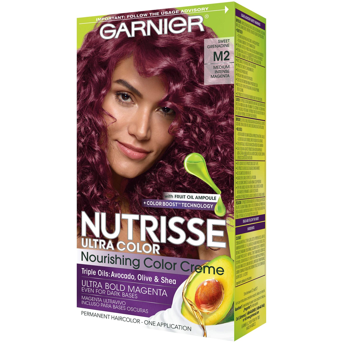 Garnier Hair Color Nutrisse Ultra Color Nourishing Hair Color Creme, Sweet Grenadine M2, 1 Count