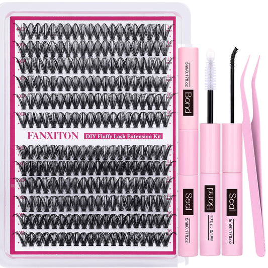Cluster Lashes 240 pcs Wispy Lash Clusters D Natural Eyelashes Extensions 14-16mm Mix 40D+50D Individual Lashes with Lash Bond and Seal Tweezers Thin Band Eyelashes Cluster for DIY Lash Extension